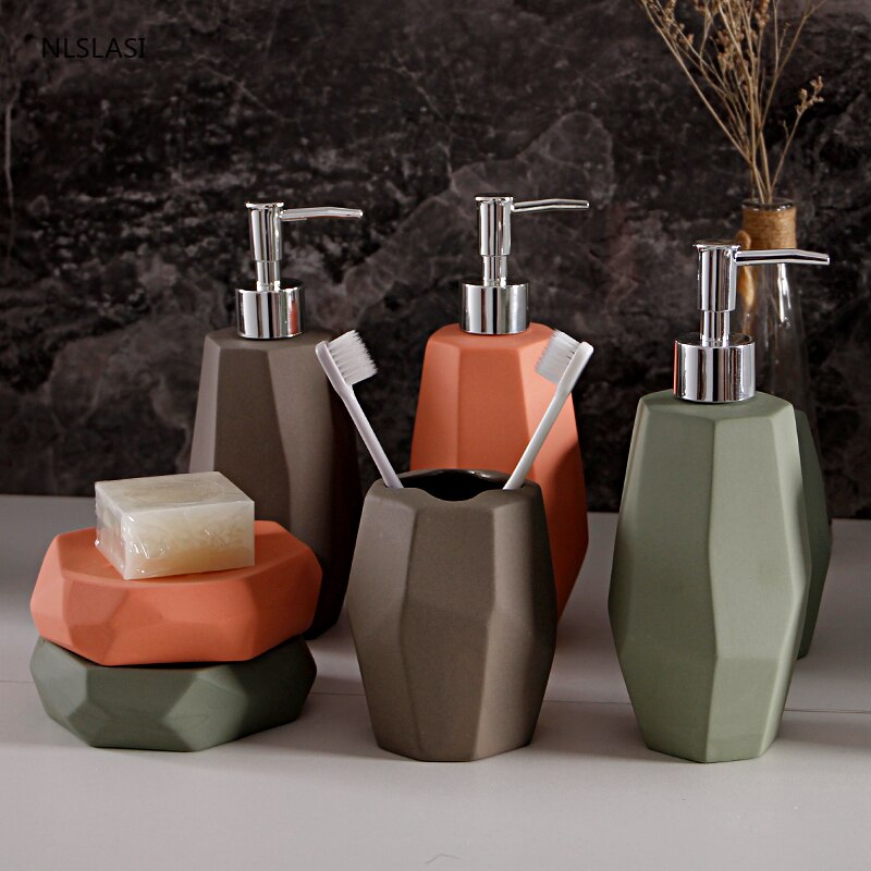 Simple Solid Color Ceramic Bathroom Accessories To..